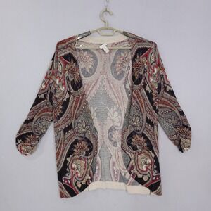 Chico's Poncho Women Sz 3 Spice Market Multi Paisley Print Shawl Ruana  XL